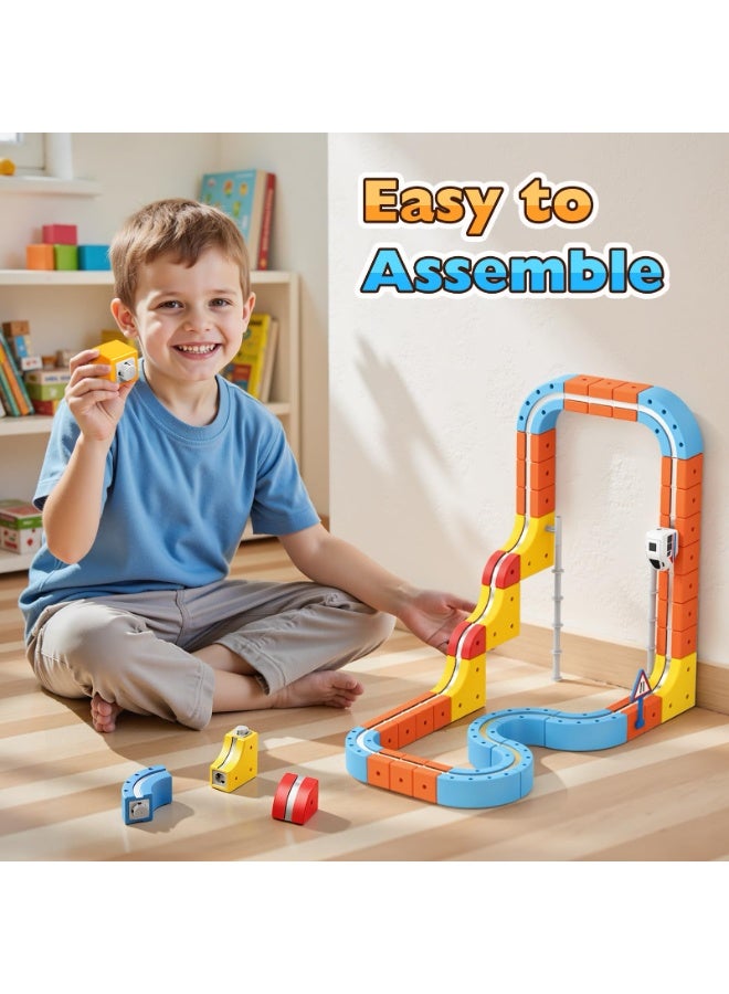 TOY GARDEN 80 Pieces Electric Train Set Toy for Boys and Girls Cube Track Magnetic Block with Gift 3D Train Flexible Car Racing Track Children High Quality Educational Building Set Creative Learning Gift Set - Image 5